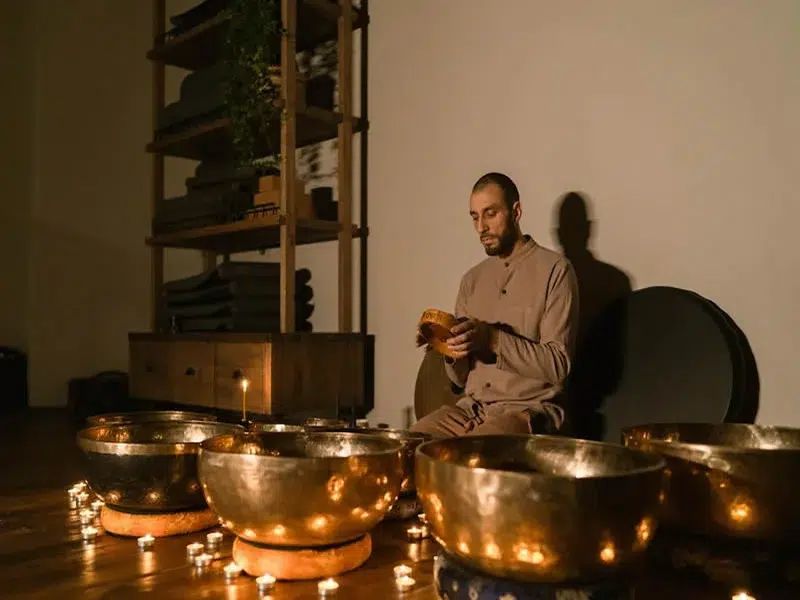 clean negative energy with singing bowl