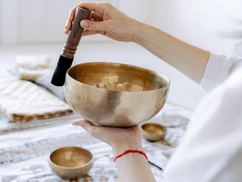 relaxing with singing bowls