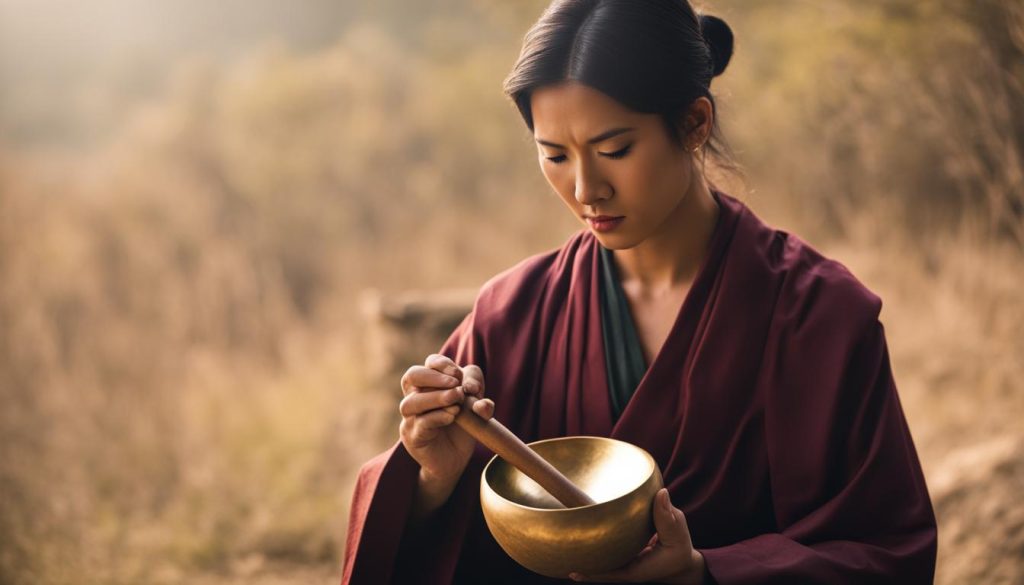 Playing Tibetan Singing Bowl